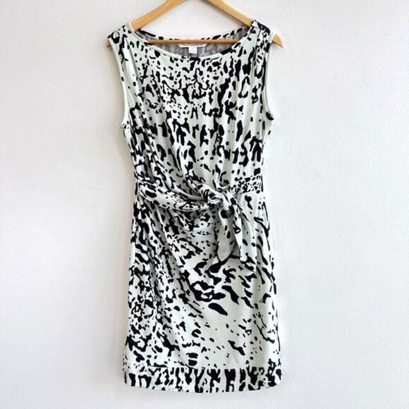 Diane von Furstenberg New Della Paint Splash Printed Dress Light Green Women’s 8 - Picture 1 of 15
